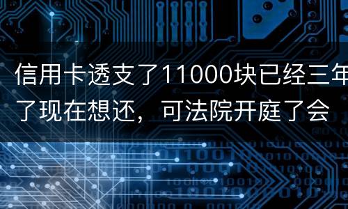 信用卡透支了11000块已经三年了现在想还，可法院开庭了会坐牢吗