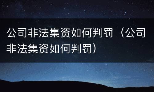 公司非法集资如何判罚（公司非法集资如何判罚）