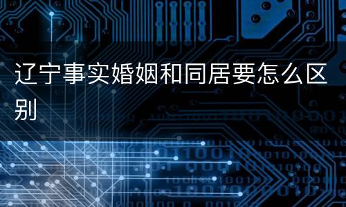 辽宁事实婚姻和同居要怎么区别