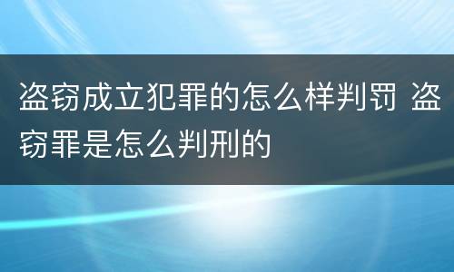 盗窃成立犯罪的怎么样判罚 盗窃罪是怎么判刑的