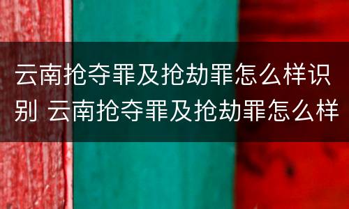云南抢夺罪及抢劫罪怎么样识别 云南抢夺罪及抢劫罪怎么样识别的