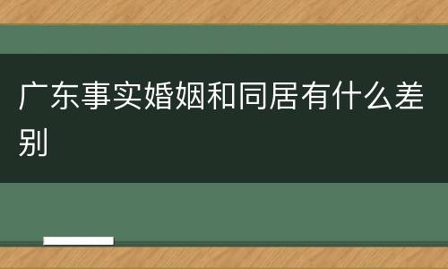 广东事实婚姻和同居有什么差别