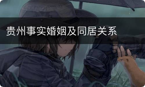 贵州事实婚姻及同居关系