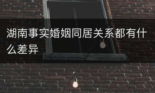 湖南事实婚姻同居关系都有什么差异