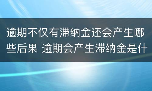 逾期不仅有滞纳金还会产生哪些后果 逾期会产生滞纳金是什么意思