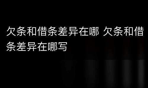 欠条和借条差异在哪 欠条和借条差异在哪写
