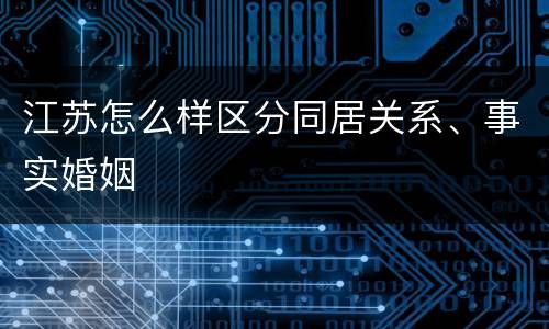 江苏怎么样区分同居关系、事实婚姻