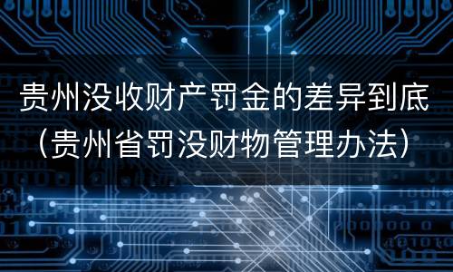 贵州没收财产罚金的差异到底（贵州省罚没财物管理办法）