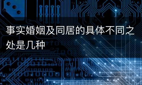 事实婚姻及同居的具体不同之处是几种