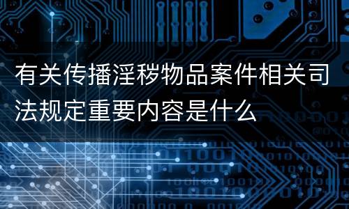 有关传播淫秽物品案件相关司法规定重要内容是什么