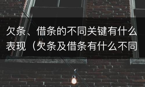 欠条、借条的不同关键有什么表现（欠条及借条有什么不同）