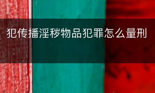 犯传播淫秽物品犯罪怎么量刑
