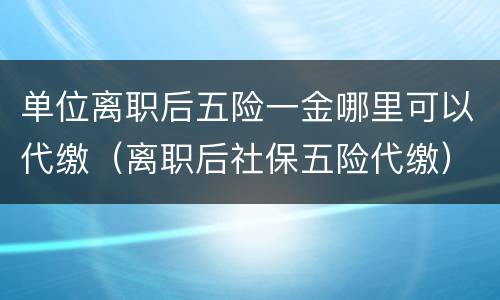 单位离职后五险一金哪里可以代缴（离职后社保五险代缴）