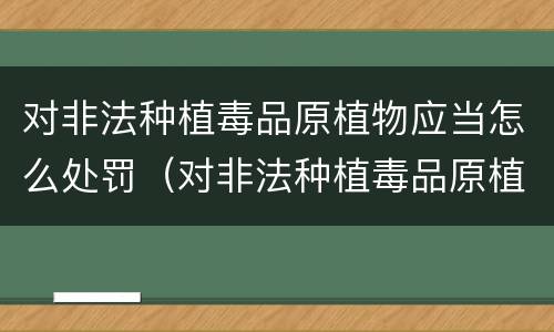 对非法种植毒品原植物应当怎么处罚（对非法种植毒品原植物经公安机关处理后又种植）