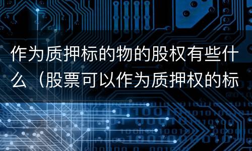 作为质押标的物的股权有些什么（股票可以作为质押权的标的吗）
