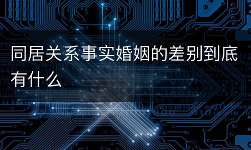 同居关系事实婚姻的差别到底有什么