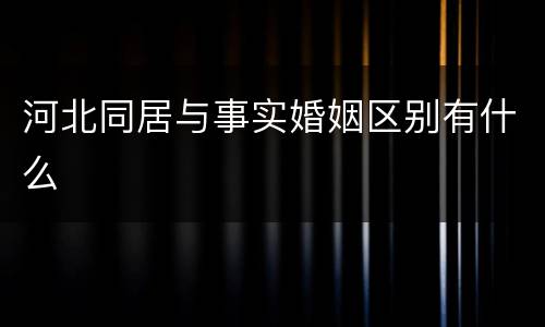 河北同居与事实婚姻区别有什么