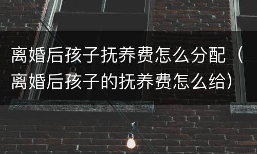 离婚后孩子抚养费怎么分配（离婚后孩子的抚养费怎么给）