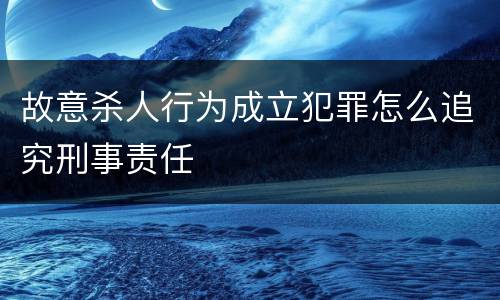 故意杀人行为成立犯罪怎么追究刑事责任