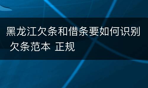 黑龙江欠条和借条要如何识别 欠条范本 正规