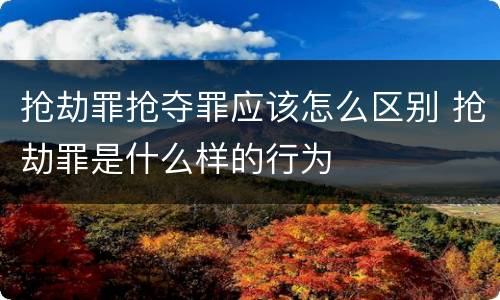 抢劫罪抢夺罪应该怎么区别 抢劫罪是什么样的行为