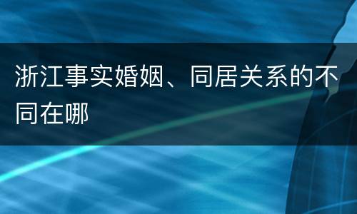 浙江事实婚姻、同居关系的不同在哪