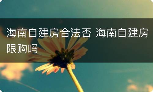 海南自建房合法否 海南自建房限购吗