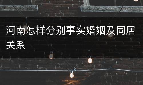 河南怎样分别事实婚姻及同居关系