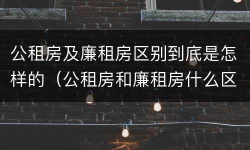 公租房及廉租房区别到底是怎样的（公租房和廉租房什么区别）