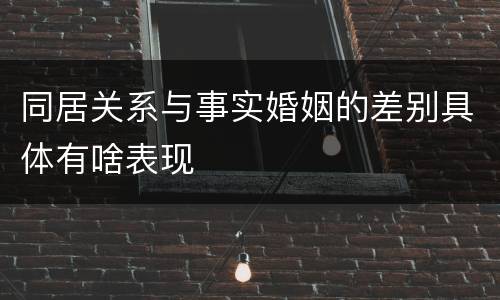 同居关系与事实婚姻的差别具体有啥表现