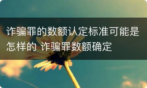 诈骗罪的数额认定标准可能是怎样的 诈骗罪数额确定