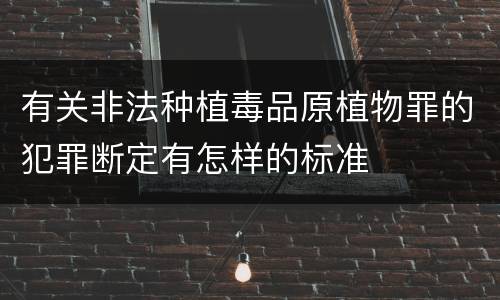 有关非法种植毒品原植物罪的犯罪断定有怎样的标准