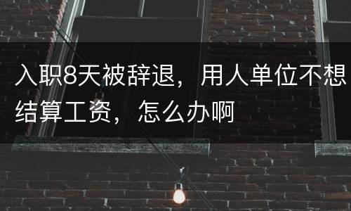 入职8天被辞退，用人单位不想结算工资，怎么办啊