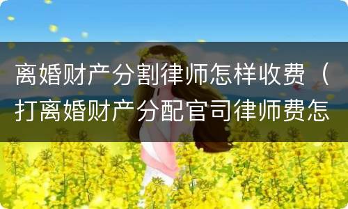 离婚财产分割律师怎样收费（打离婚财产分配官司律师费怎么收）