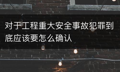对于工程重大安全事故犯罪到底应该要怎么确认
