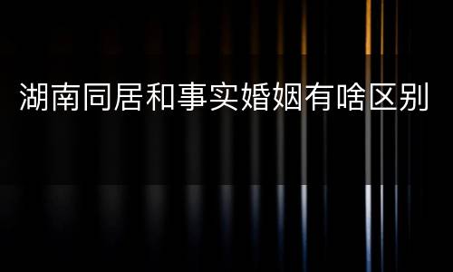 湖南同居和事实婚姻有啥区别