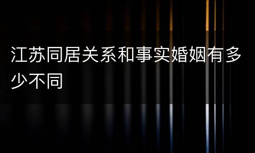 江苏同居关系和事实婚姻有多少不同