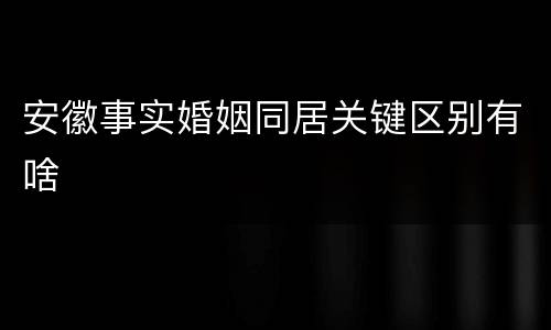 安徽事实婚姻同居关键区别有啥