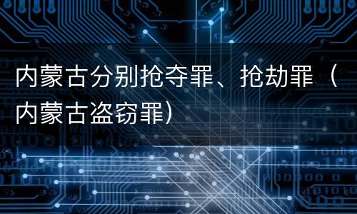 内蒙古分别抢夺罪、抢劫罪（内蒙古盗窃罪）