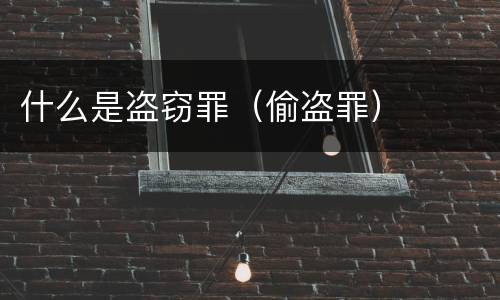 什么是盗窃罪（偷盗罪）