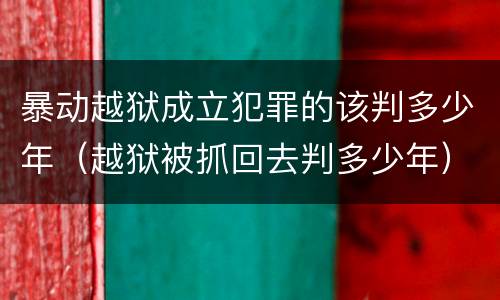 暴动越狱成立犯罪的该判多少年（越狱被抓回去判多少年）
