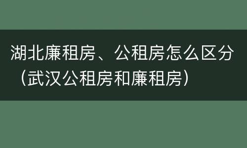 湖北廉租房、公租房怎么区分（武汉公租房和廉租房）