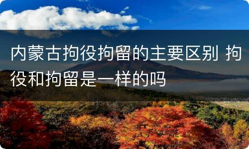 内蒙古拘役拘留的主要区别 拘役和拘留是一样的吗