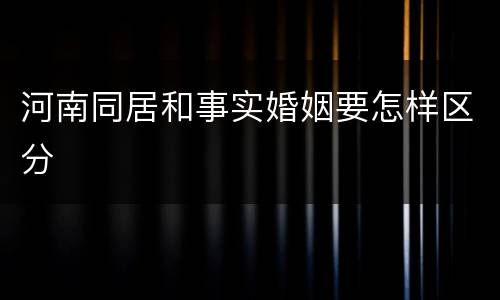 河南同居和事实婚姻要怎样区分