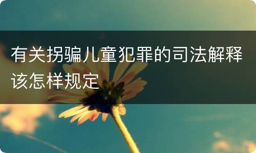 有关拐骗儿童犯罪的司法解释该怎样规定
