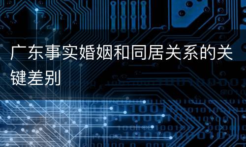 广东事实婚姻和同居关系的关键差别