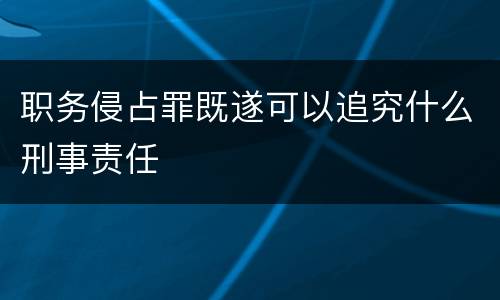 职务侵占罪既遂可以追究什么刑事责任