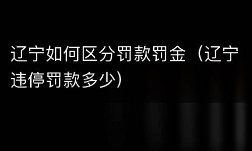 辽宁如何区分罚款罚金（辽宁违停罚款多少）