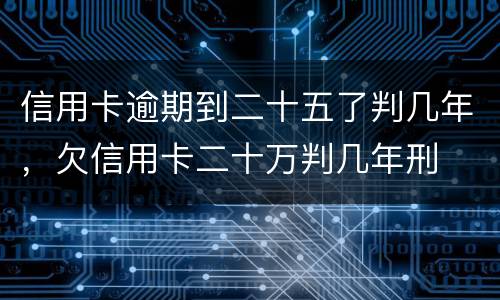 信用卡逾期到二十五了判几年，欠信用卡二十万判几年刑