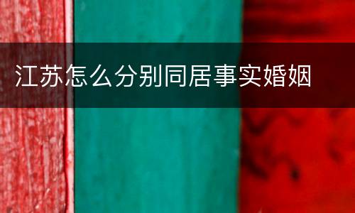江苏怎么分别同居事实婚姻